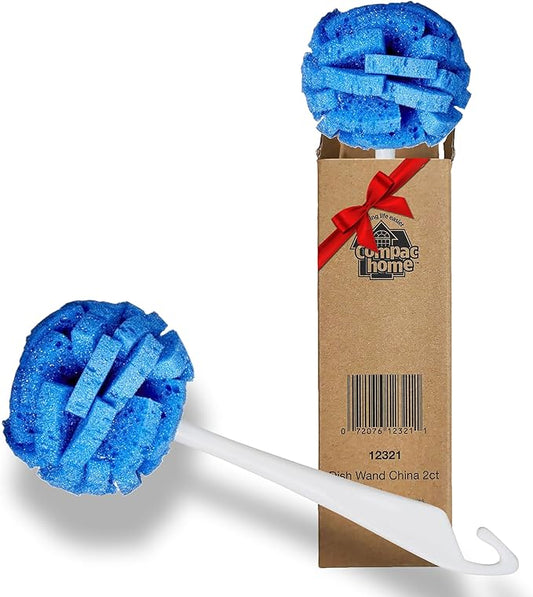 Compac Home Dish Wand China Durable Foam Sponge Petals Brush and Clean Dishes, Pots, Bottles, & Glassware, 2 Count