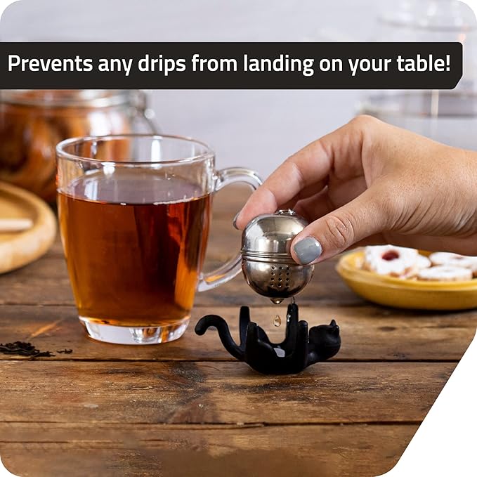 Title Peleg Design Catty Tea Infuser – Cute Stainless Steel Cat Tea Strainer for Loose Leaf Tea | Fun Animal Tea Steeper & Gift for Tea Lovers, Black