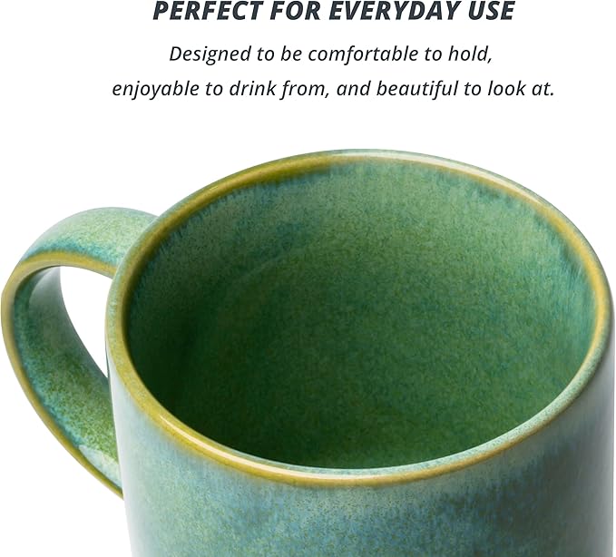 Olé Ceramic Mug Set of 4-15oz Cute Coffee Mugs for Hot Chocolate, Espresso, and Tea, Nordic Style, Dishwasher and Microwave Safe, Gift for Coffee Lovers