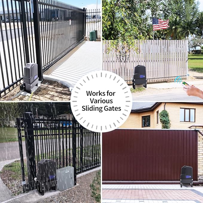 TOPENS CF800 Fast Sliding Gate Opener Chain Drive Automatic Gate Motor for Heavy Driveway Slide Gate Up to 1800 Pounds, Electric Gate Operator AC Powered with 20ft Roller Chain and Remote Control