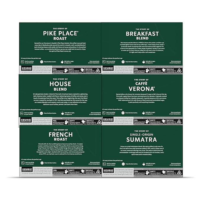 Starbucks K-Cup Coffee Pods, Starbucks Blonde, Medium and Dark Roast Hot or Iced Coffee, Variety Pack, 60 Keurig Pods