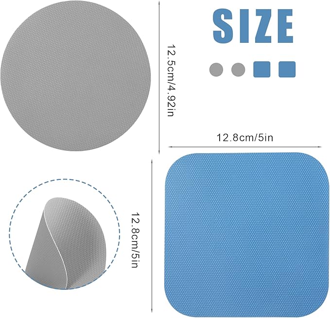 4pcs Jar Opener Gripper Pads, Rubber Jar Grippers Multi-function Jar Opener for Seniors with Weak Hands Kitchen Coasters (Blue, Gray)