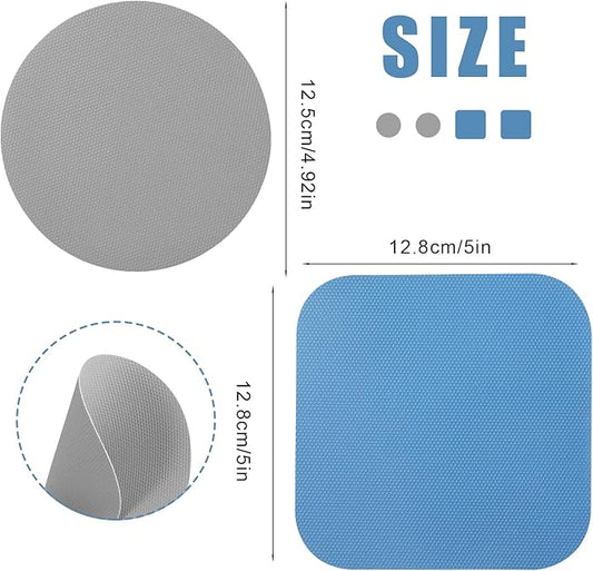 4pcs Jar Opener Gripper Pads, Rubber Jar Grippers Multi-function Jar Opener for Seniors with Weak Hands Kitchen Coasters (Blue, Gray)