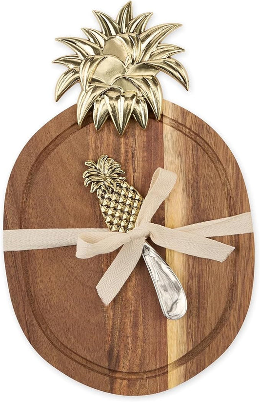 Design Imports Acacia Wood Cutting Board Set, 7 x 11 Inches, with Pineapple Design