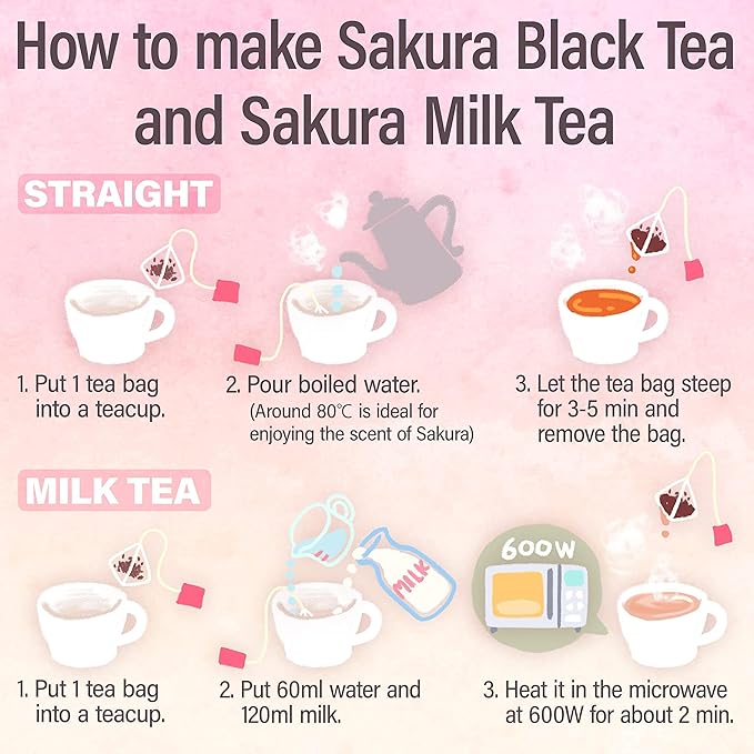 YAMASAN KYOTO UJI Sakura Japanese Loose Leaf Black Tea Bag 3g×15bags,Cherry Blossom Flavored Tea, Blended with cherry leaves (Pack of 2)