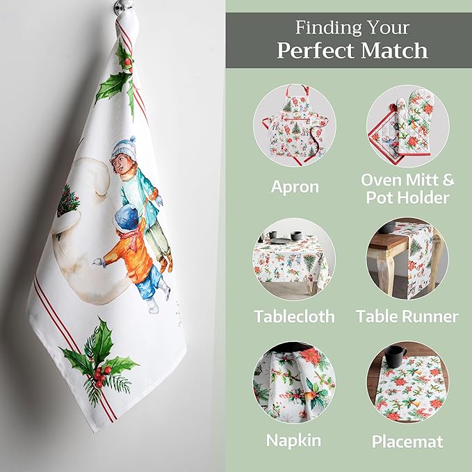 Maison d' Hermine Kitchen Towels Set of 3 100% Cotton 20" x 27.5" Reusable Cloth Tea Dish Towels Absorbent with Hanging Loop for Kitchen Dining Thanksgiving Christmas Decorations (Chromo)