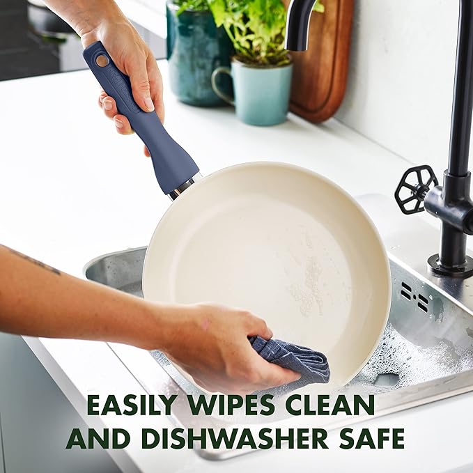 GreenPan Rio 16 Piece Cookware Set, PFOA and PFAS-Free, Healthy Ceramic Nonstick, Dishwasher Safe Easy Clean Durable Performance, Blue