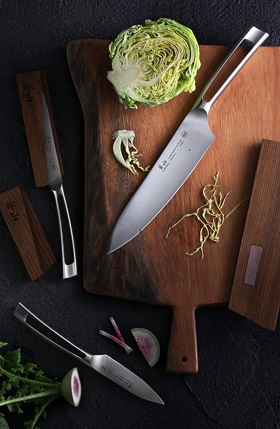 Cangshan TN1 Series 1021936 Swedish 14C28N Steel Forged 3-Piece Starter Knife Set with Wood Sheaths