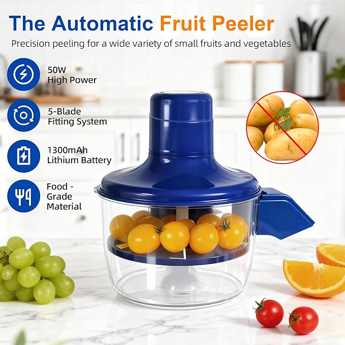 Electric Grape Peeler, Garlic Peeler, Fruit Peeler with Stainless Steel Blade for Grapes, Garlic and Soft Fruits, High Performance Home Kitchen Tool
