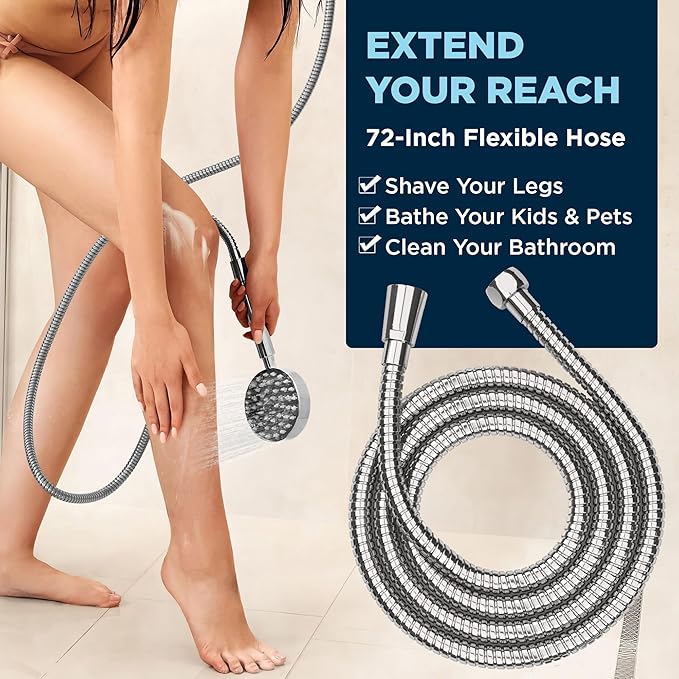 HammerHead Showers® Solid Metal Dual Shower Head Combo – CHROME – 8 Inch Rainfall High Flow Shower Head & Handheld Shower Head High Pressure with Hose 6ft - Hotel-Like Double Shower Heads