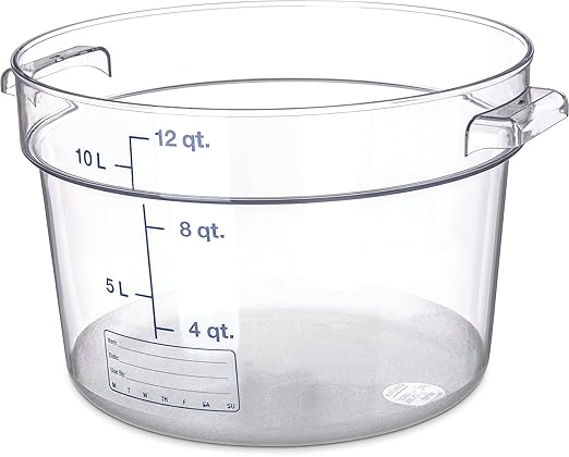 Carlisle FoodService Products Storplus Round Food Storage Container with Stackable Design for Catering, Buffets, Restaurants, Polycarbonate (Pc), 12 Quart, Clear