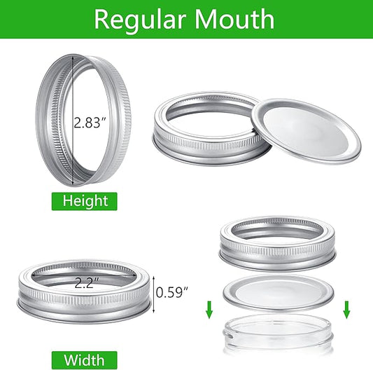 Ball Kerr Canning Lids with Rings - Split Lids & Rings, Food Grade Material, 100% Fit & Airtight for Regular Mouth Jars (72pcs)