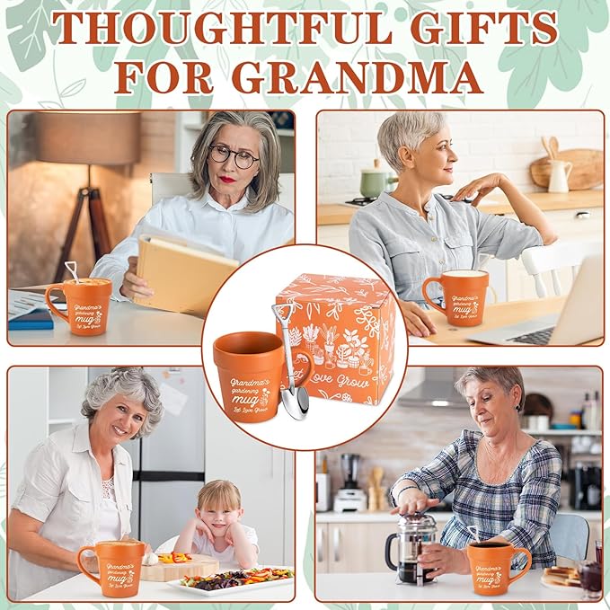 Grandma Gifts for Christmas Birthday, Novelty Gardening Best Grandmas Ever Gifts for New Grandma Grandmother Nana Gigi Mimi Plant Mug