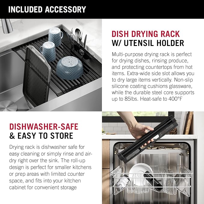 DELTA FAUCET Rivet 36-inch Workstation Farmhouse Apron Front Kitchen Sink Undermount 16 Gauge Stainless Steel Single Bowl with WorkFlow Ledge and Kit of 5 Accessories, 95C9031-36S-SS