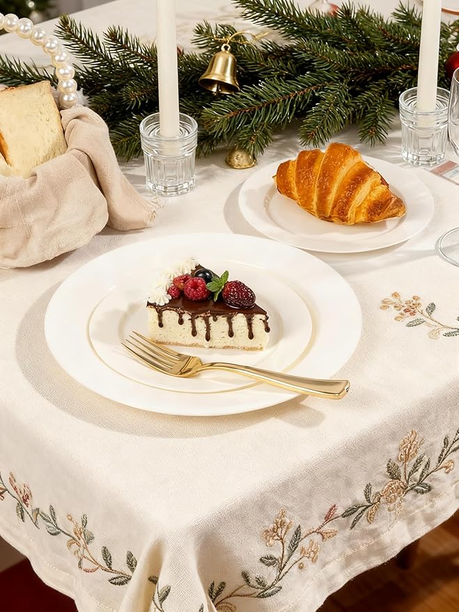 WDF 200PCS Ivory Plastic Plates - Elegant Ivory Disposable Plates for Party- Include 100 Dinner Plate 10’’ and 100 Plastic Dessert Plate 7’’ Perfect for Thanksgiving/Wedding/Party/BirthdayBaby Shower