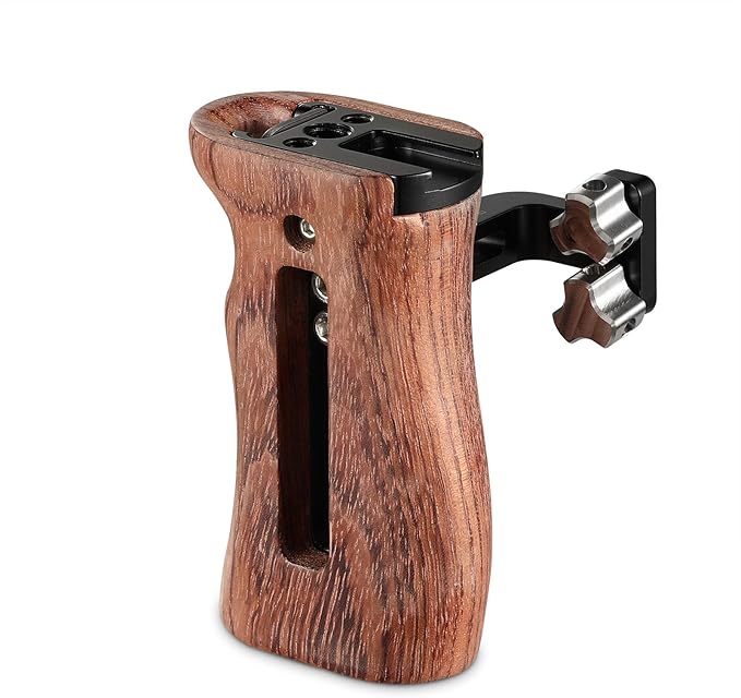 SmallRig Wooden Side Handle with 1/4''-20 Screws, Max. Load 15kg/33lbs, Up and Down Adjustable, for Left or Right Hand