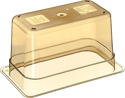 Carlisle FoodService Products StorPlus High-Heat 1/6-Size Food Pan, 6 Deep Food Storage Container with 4 Quart Capacity, High Heat Plastic, 1/6 Size, Amber, (Pack of 6)