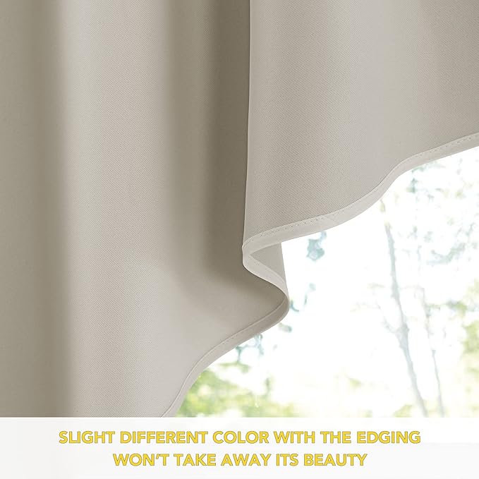 NICETOWN Kitchen Swag Curtains for Living Room, Farmhouse Style Short Curtains for Bathroom Windows, Rod Pocket Room Darkening Window Valances for Home, 1 Pair, 36" x 36" x 18" per Panel, Natural