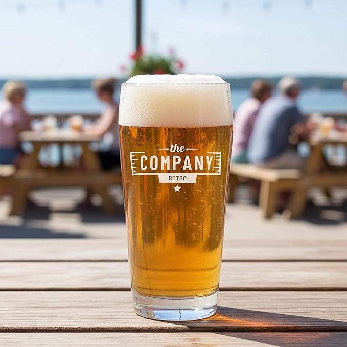Sand Carved Willi Becher Glass, Custom Octoberfest Hops, Personalized with Text or Logo, Customized for Gifts, Weddings, Groomsmen, Breweries, Bars, Dishwasher Safe (16 oz)
