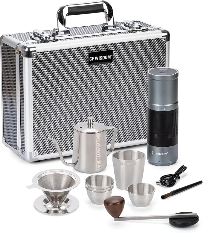 Portable Electric Coffee Grinder Dual-mode electric and manual grinding Features 7-level precision grind settings Adjustable coffee bean grinder Ideal for travel, camping, office, and home use