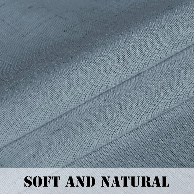 H.VERSAILTEX Light Filtering Linen Textured Curtains for Living Room Window Treatment Natural & Durable Privacy Added Draperies/Drapes/Panels/Treatment, Rod Pocket (2 Pack, 52 by 54 Inch, Stone Blue)