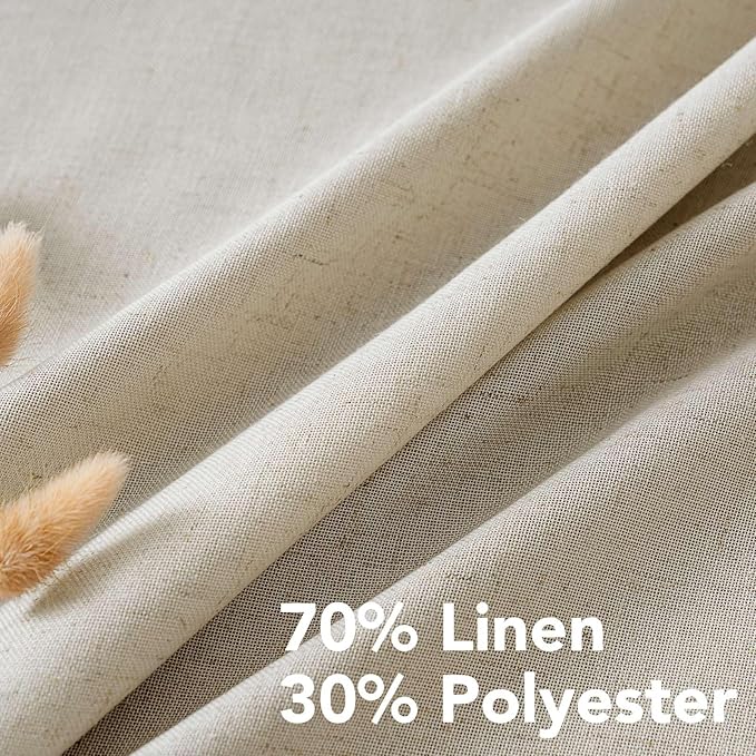 H.VERSAILTEX Living Room Linen Semi Sheer Nickel Grommet Curtains - Energy Saving, Light Filtering Window Treatments - 2 Panels, 52 x 63 Inch