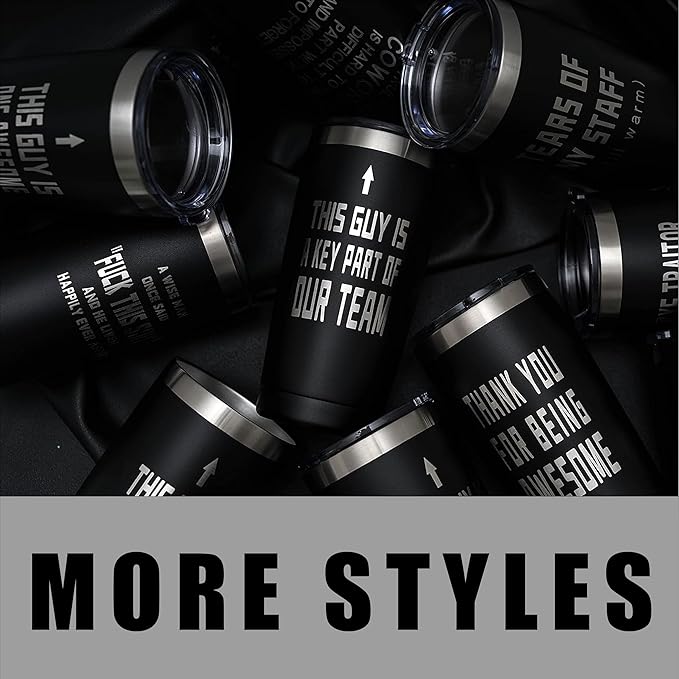 Work Forecast Coffee Tumbler - Funny Coworker Birthday Gift Idea for Him or Her – Present for Boss Employer Bestfriend - Sarcastic Gag Going Away Farewell Drinking Cup, 20oz Insulated Tumbler, Black