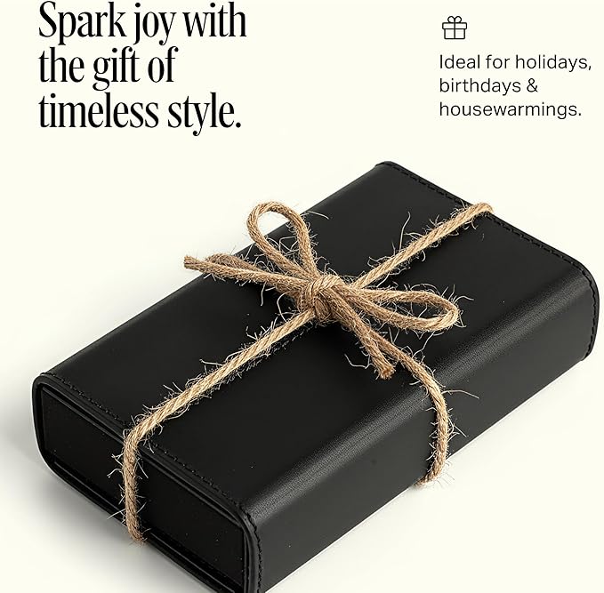 Preston Lane Mayfair Handmade Leather Matchstriker – Decorative Matchbox Holder with Built-In Striker, Stylish Coffee Table & Mantle Accent, Ink