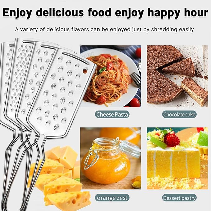 4 PCS Cheese Grater,Stainless Steel Cheese Shredder,Lemon Vegetable Slicer Food Shredde for Kitchen Gadgets(4-sided)