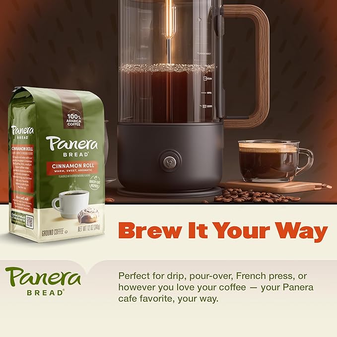 Panera Bread Cinnamon Roll Coffee Cups - Medium Roast Single Serve Pods, 100% Arabica, No Artificial Flavors, Bakery-Cafe Inspired, Keurig Compatible, 10 Single Serve Pods (1 Pack of 10)
