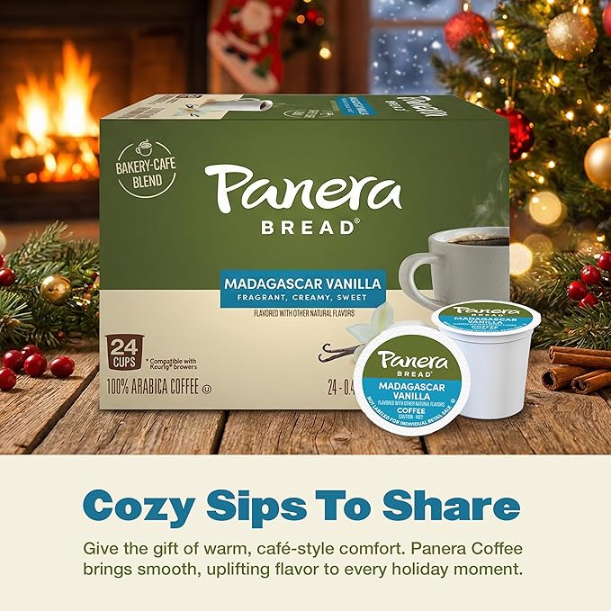 Panera Bread Madagascar Vanilla Light Roast Coffee Pods, 100% Arabica, Natural Flavor, Keurig Compatible Cups, No Artificial Ingredients, 60 Single Serve Pods (6 Packs of 10)