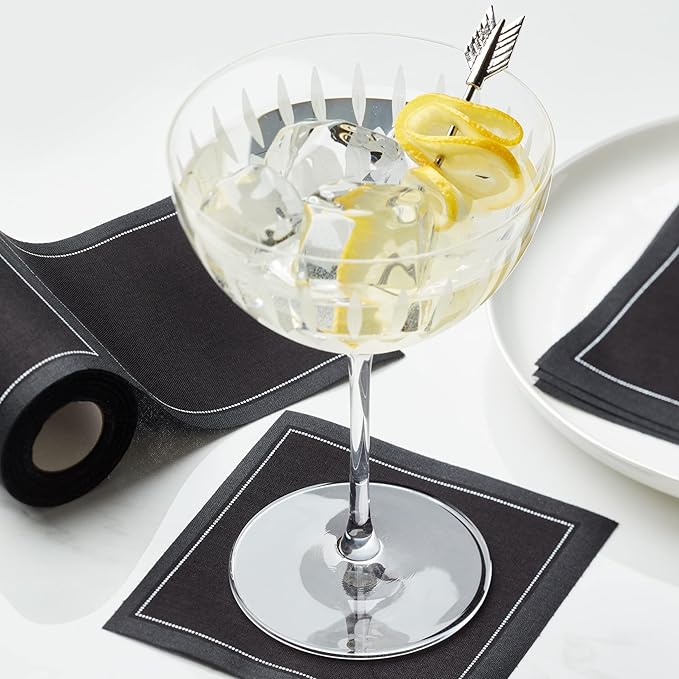 Cotton Cocktail Napkin - 4.3 x 4.3 in - 50 units per roll - Black