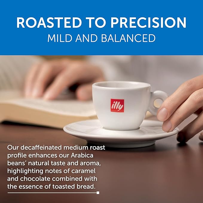 illy Aluminum Espresso Capsules - Compatible with Nespresso Machines - Decaf Coffee - Mild & Balanced - Notes of Caramel and Chocolate - Single Serve Capsules - 10 Count (Pack of 10)