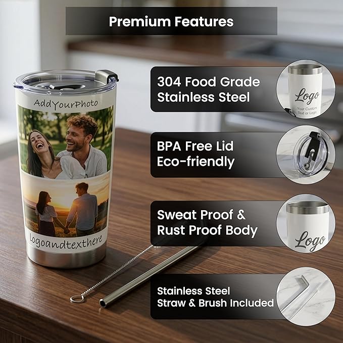 Personalized Tumbler With Names Custom Coffee Tumbler Custom Cups Customized Cup Photo Mugs Personalized Picture Customizable Create Your Own Tumblers Gifts For Travel