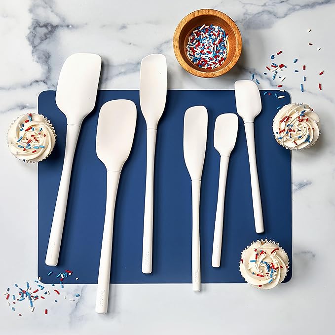 Tovolo Flex-Core® All Silicone Spatula Set of 5 for Meal Prep, Cooking, Baking, and More - White