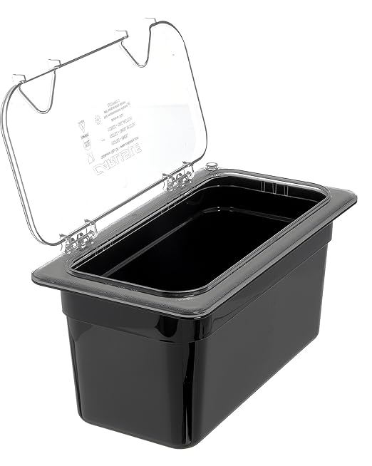 Carlisle FoodService Products Storplus Food Pan, Storage Container with Spoonable Corners for Catering, Buffets, Restaurants, Polycarbonate (Pc), 1/3 Size 6 Inches Deep, Black