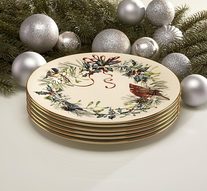 Lenox 185518002 Winter Greetings Dinner Plate, Christmas Dinnerware