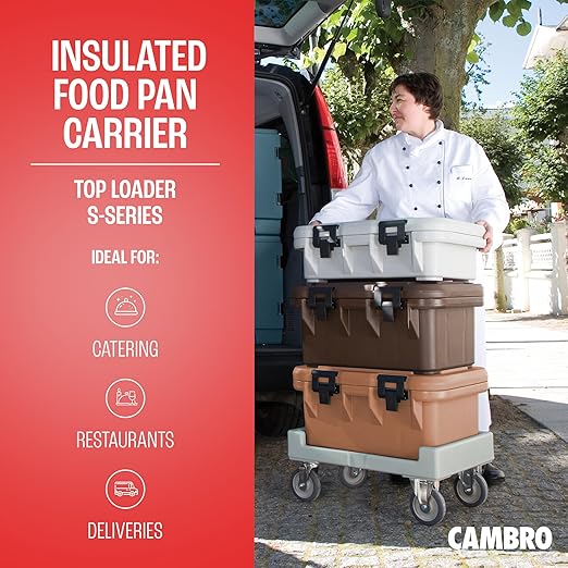Cambro Insulated Food Pan Carrier - 8 Inch Deep Hotbox and Food Warmer for Catering & Transport - Top Load S-Series (Beige)