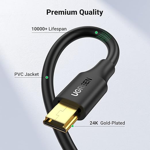 UGREEN Mini USB Cable 3FT,USB Mini 2.0 Cable Cable,Mini USB B Charger Cable Compatible with Garmin Nuvi GPS,SatNav,Dash Cam,Camera,PS3 Controller,Hard Drive,GoPro Hero 3+