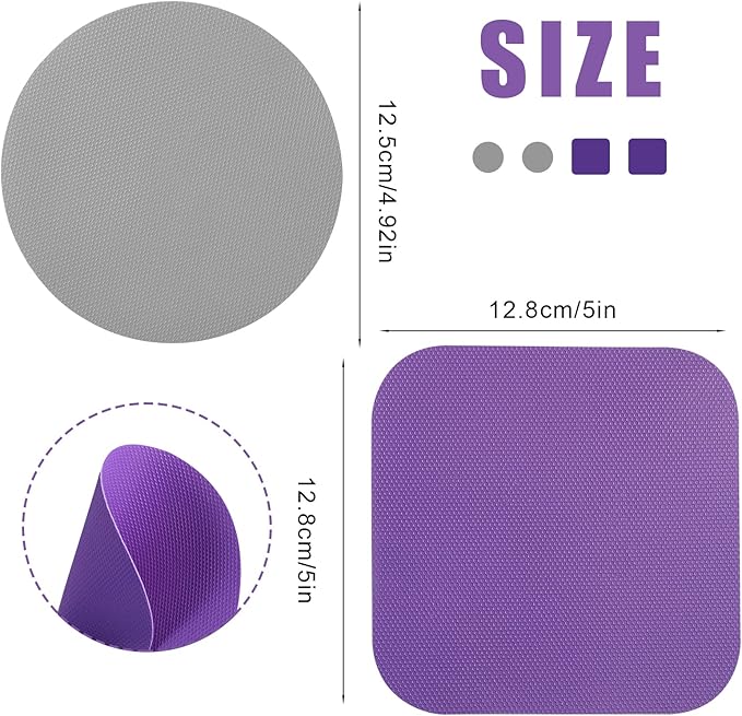 4pcs Jar Opener Gripper Pads, Rubber Jar Grippers Multi-function Jar Opener for Seniors with Weak Hands Kitchen Coasters (Grey, Purple)