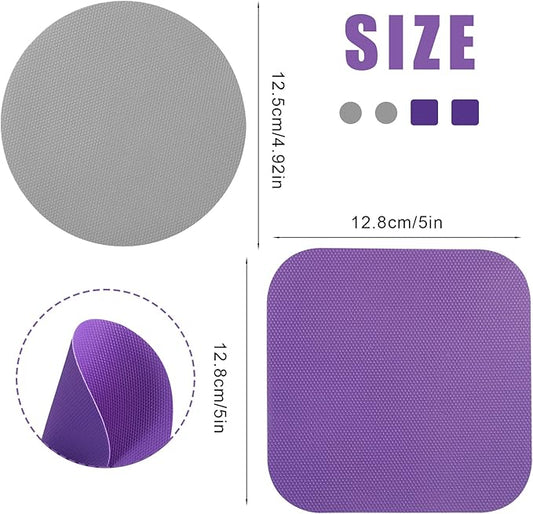 4pcs Jar Opener Gripper Pads, Rubber Jar Grippers Multi-function Jar Opener for Seniors with Weak Hands Kitchen Coasters (Grey, Purple)