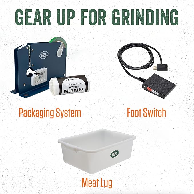 LEM Products BigBite #5 Meat Grinder, 0.35 HP Stainless Steel Electric Meat Grinder Machine, Ideal for Occasional Use