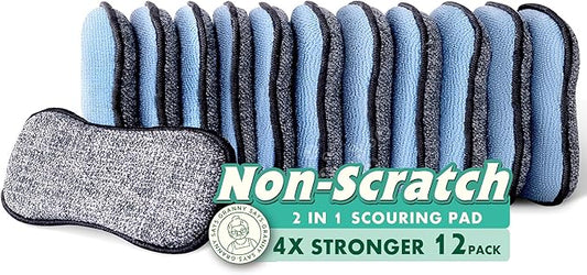 GRANNY SAYS Sponges Kitchen for Washing, Dish Washing Scrubbers, Scrubbing Pad for Cleaning, Scrub Sponge for Kitchen Non - Scratch, Scouring Pad for Pots and Pans, Washable & Microfiber Pad, 12 Pack