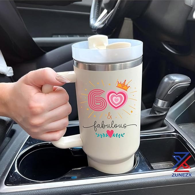60th Birthday Gifts for Women, 60 Fabulous Gift For Her Mom, Cool 60th Birthday Gifts Tumbler 40oz, 60 Years Old 1965 Birthday Gifts for Women, 60th Birthday Decorations for Woman, Turning 60 Present