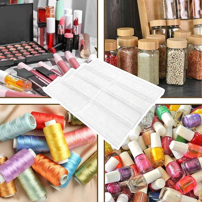 Spice Drawer Organizer, 4 Tier- 4 Pack Clear Acrylic Drawer Seasoning Organizers, Kitchen Spice Rack Tray Expandable From 11" to 22", Spice Rack Insert for Cabinet Countertop(Jars Not Included)