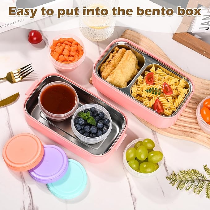 RXRRXR Salad Dressing Containers To Go 4oz Small Condiment with Lids Reusable Bpa-Free Leakproof Dipping Sauce Cups for Snack,Kitchen Storage,Camping,Travel (4OZ-6 pack)