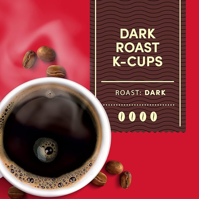 Tim Hortons Dark Roast Coffee, Single-Serve K-Cup Pods Compatible with Keurig Brewers, 96ct K-Cups, Red -24 Count (Pack of 4)