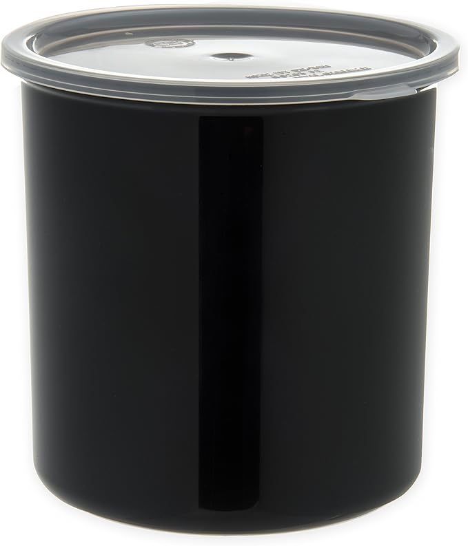 Carlisle FoodService Products Classic Round Storage Container Crock with Lid for Kitchen, Restaurants, Home, Plastic, 2.7 Quarts, Black, (Pack of 6)