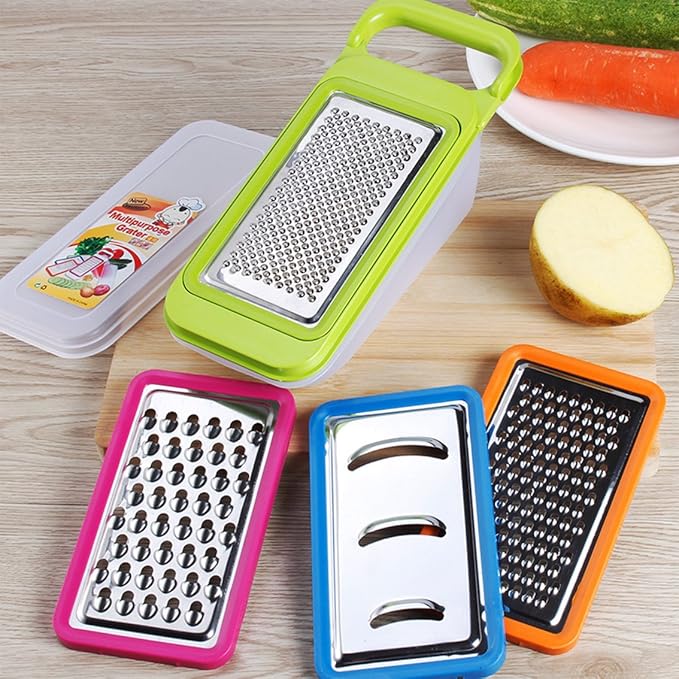 Tenta Kitchen Good Grips Complete Grater & Slicer Set 4 in 1 Onion Chopper, Vegetable Slicer, Fruit and Cheese Cutter Container With Storage Lid (Green)