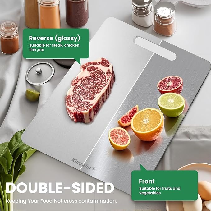 Titanium Cutting Board, Double Sided 2025 New Titanium Cutting Boards for Kitchen, Non Toxic Non Slip, Chopping Board, Dishwasher Safe, Easy to Clean (14"L x 10"W)